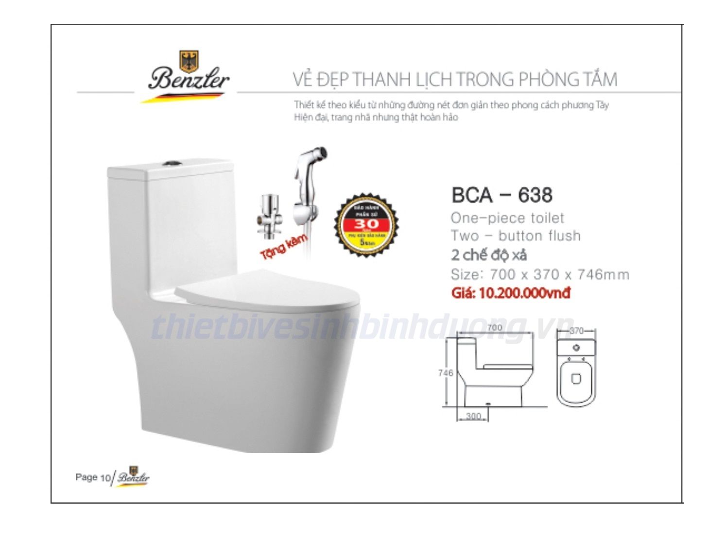 Bồn cầu sứ cao cấp Benzler BCA-638